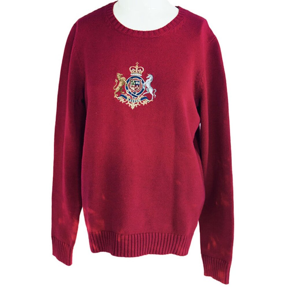 Lauren Ralph Lauren Sweater Cotton Crewneck Embroidered Logo NWOT Small Medium